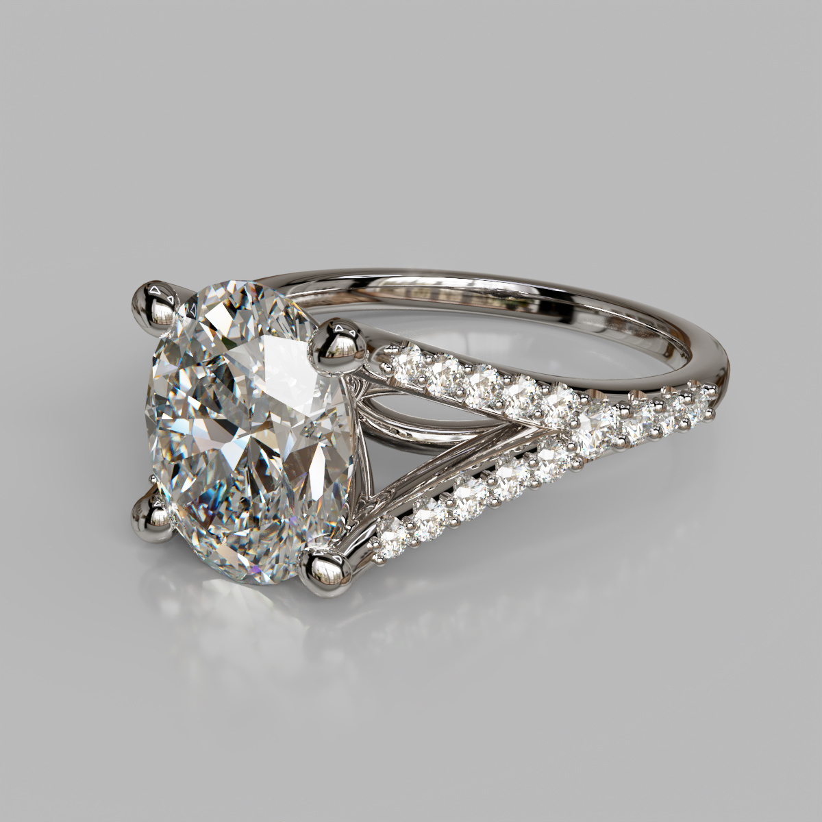 Oval Cut Split Shank Moissanite Engagement Ring Oval Cut Split Shank Moissanite Engagement Ring