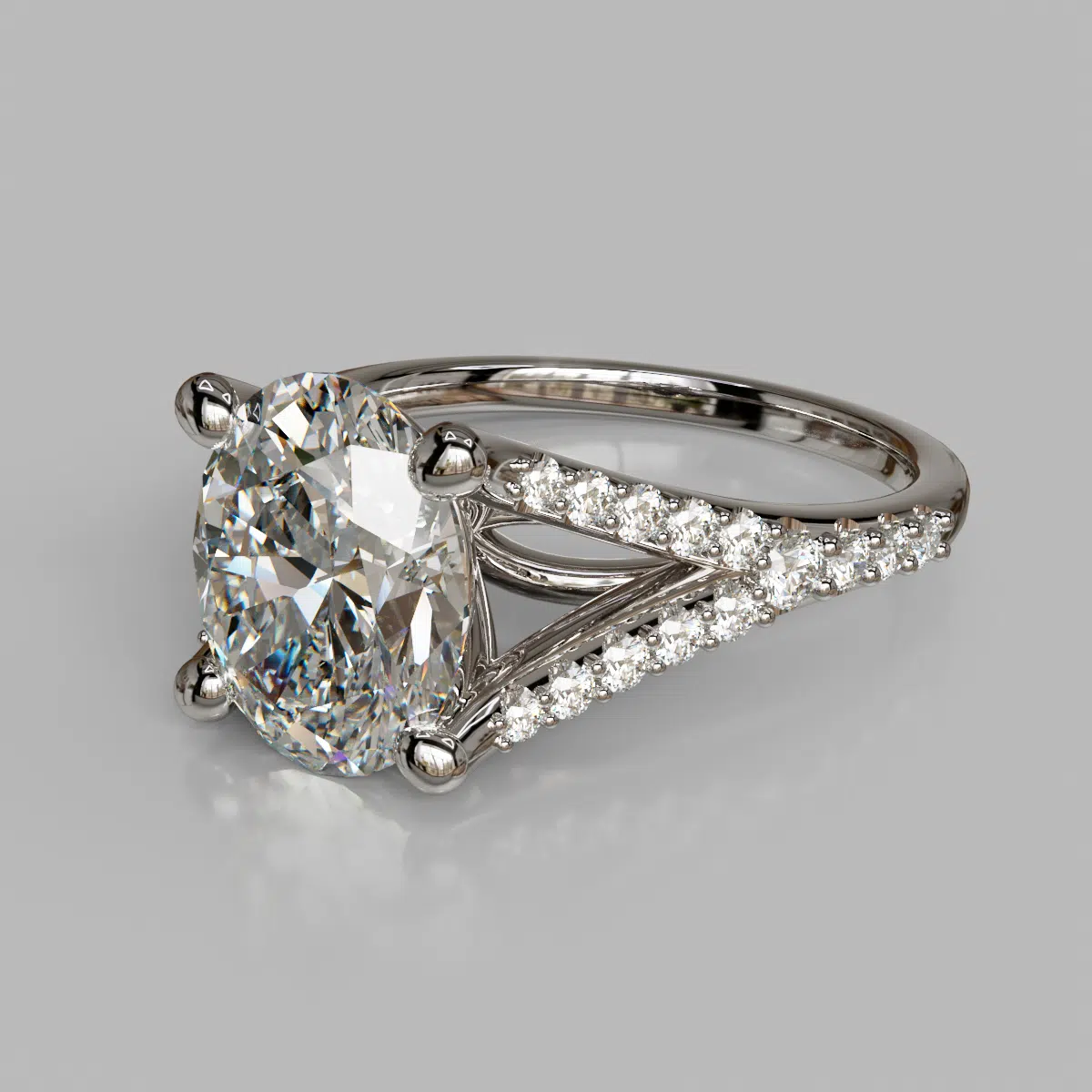 Oval Cut Split Shank Moissanite Engagement Ring Oval Cut Split Shank Moissanite Engagement Ring