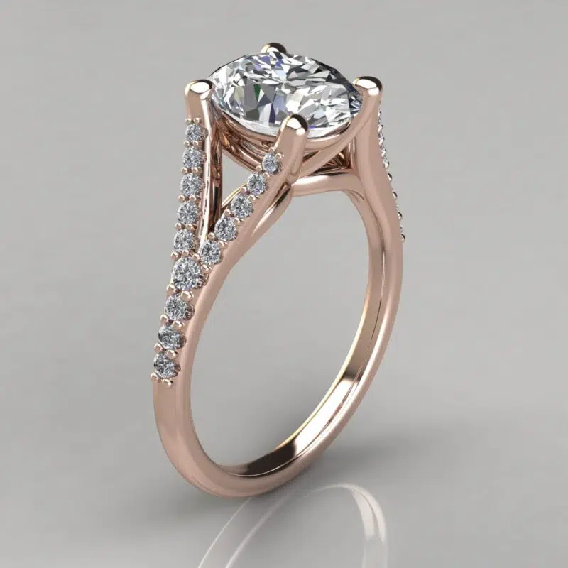 Oval Cut Split Shank Moissanite Engagement Ring