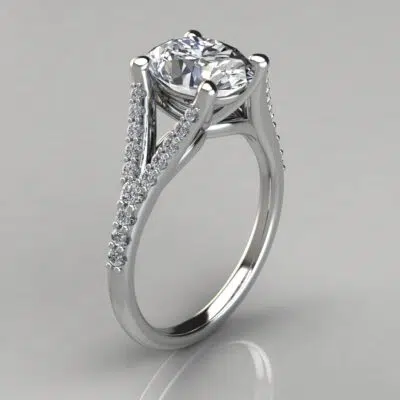 Oval Cut Split Shank Moissanite Engagement Ring