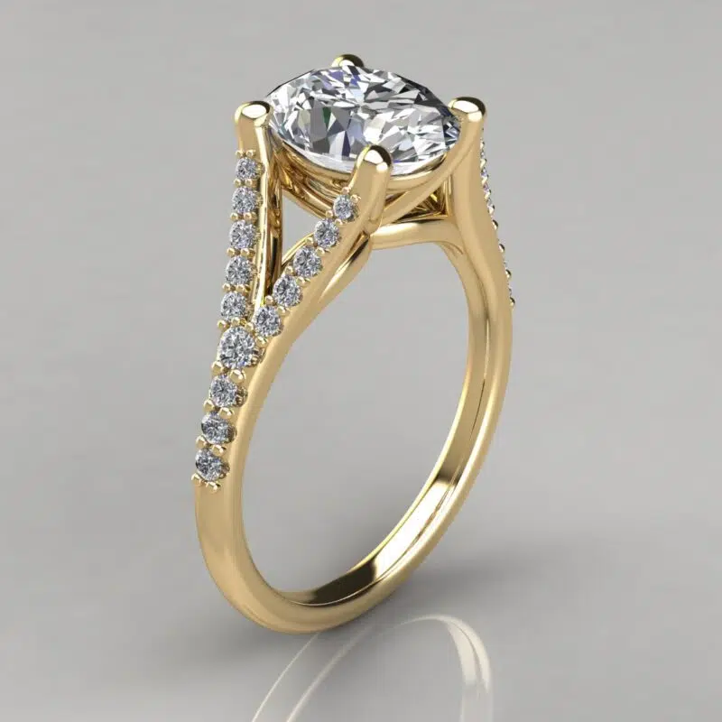 Oval Cut Split Shank Moissanite Engagement Ring