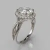 Oval Cut Halo Solitaire Moissanite Engagement Ring