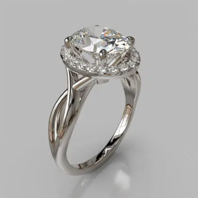 Oval Cut Halo Solitaire Moissanite Engagement Ring Oval Cut Halo Solitaire Moissanite Engagement Ring