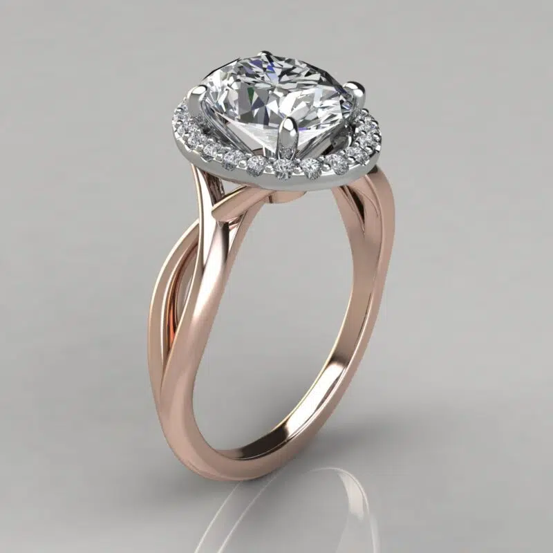 Oval Cut Halo Solitaire Moissanite Engagement Ring