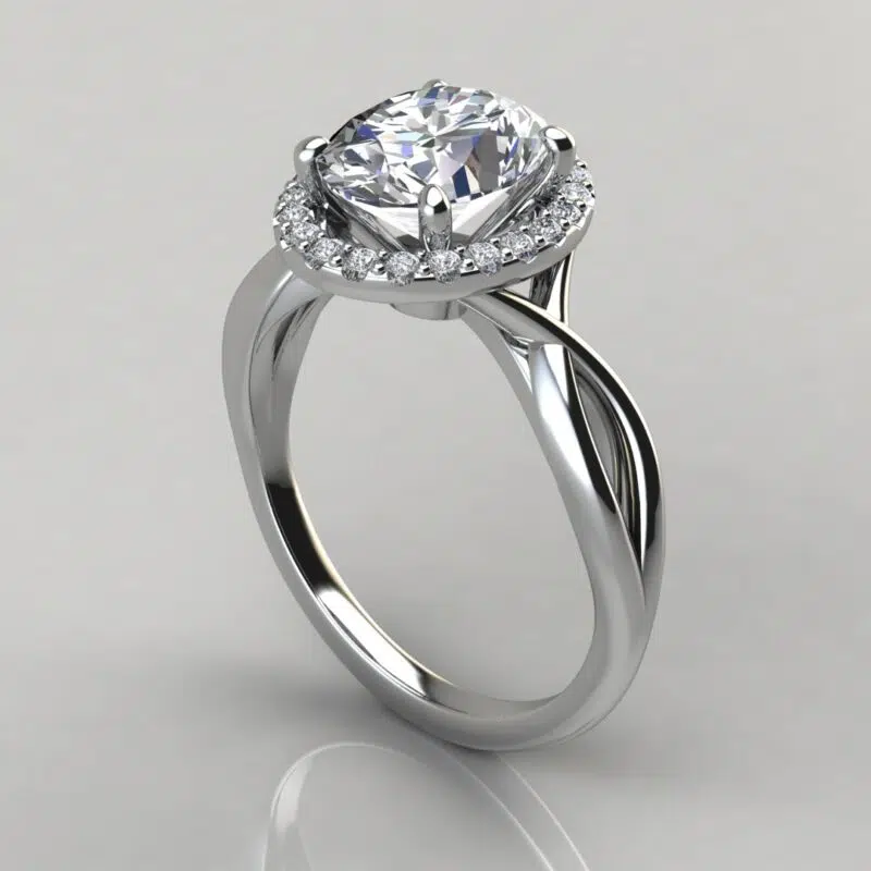Oval Cut Halo Solitaire Moissanite Engagement Ring
