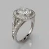 Oval Cut Floating Halo Moissanite Engagement Ring
