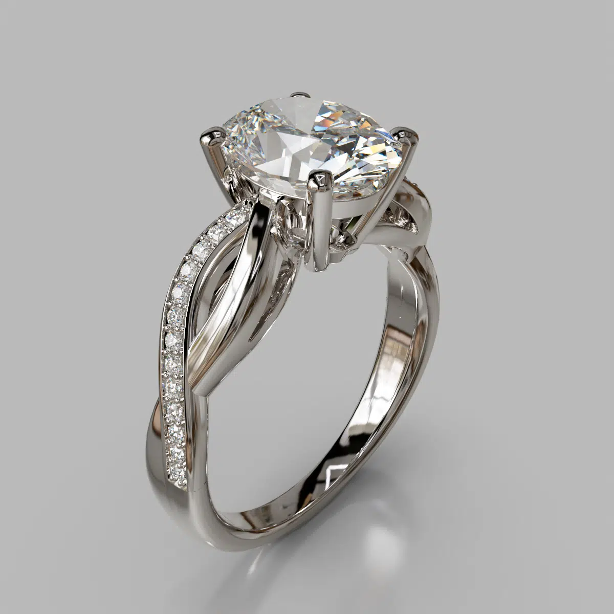 Twist Cathedral Oval Cut Moissanite Engagement Ring Twist Cathedral Oval Cut Moissanite Engagement Ring