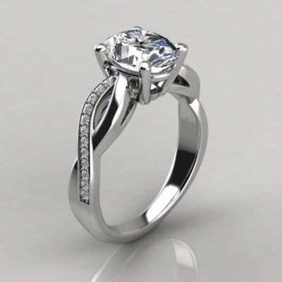 Twist Cathedral Oval Cut Moissanite Engagement Ring