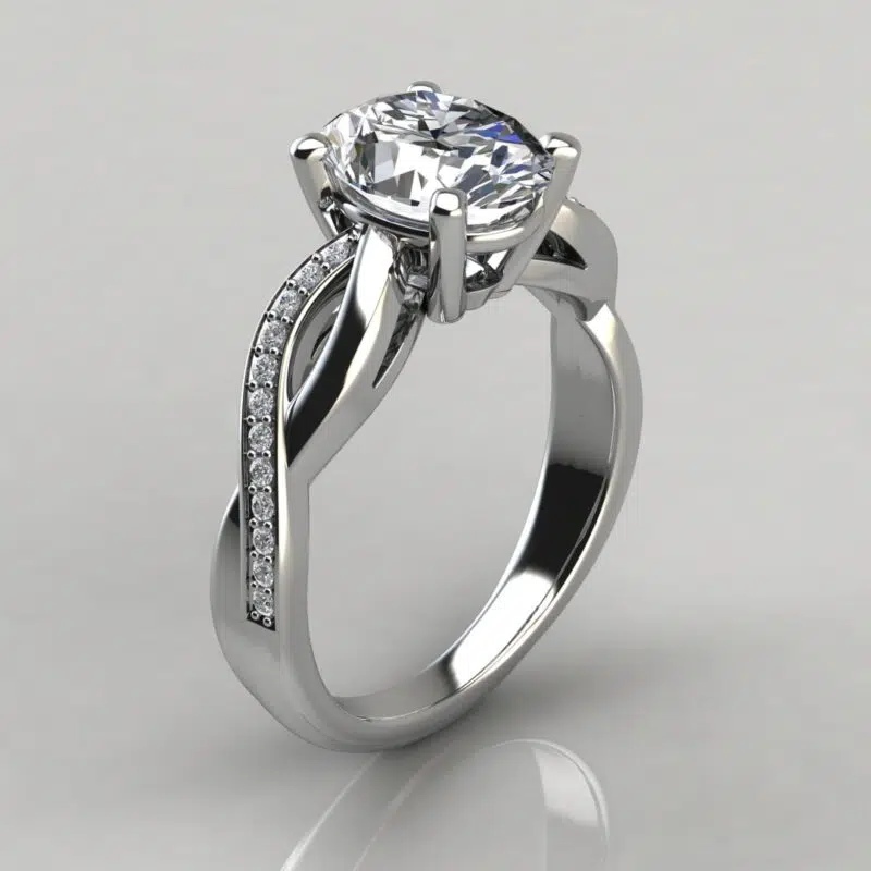 Twist Cathedral Oval Cut Moissanite Engagement Ring