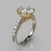 Two-Tone Engraved Oval Cut Moissanite Engagement Ring