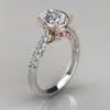 Two-Tone Engraved Oval Cut Moissanite Engagement Ring