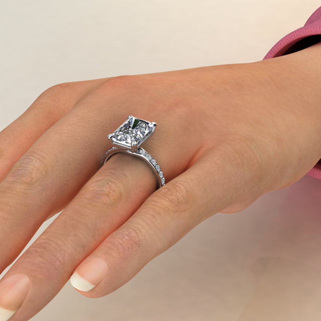 2.60 carat Radiant Cut Diamond Three-Stone Engagement Ring | Lauren B  Jewelry