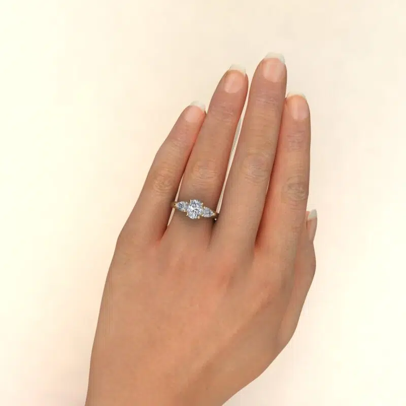 Custom Design Three Stone Moissanite Engagement Ring