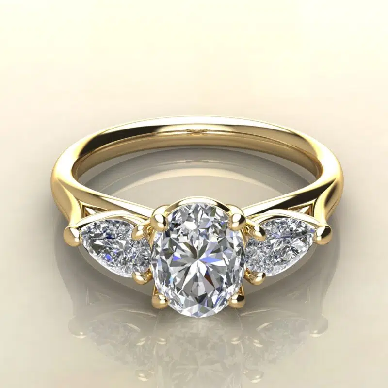 Custom Design Three Stone Moissanite Engagement Ring