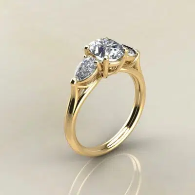 Custom Design Three Stone Moissanite Engagement Ring