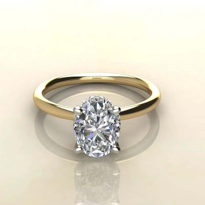Oval Cut Halo Style Moissanite Engagement Ring