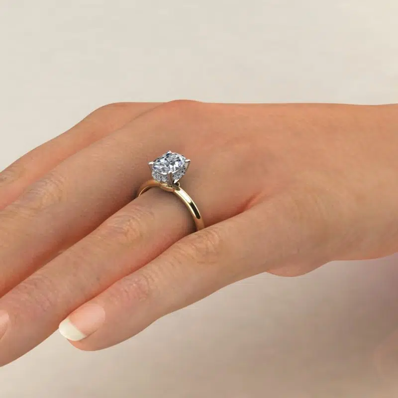 Oval Cut Halo Style Moissanite Engagement Ring