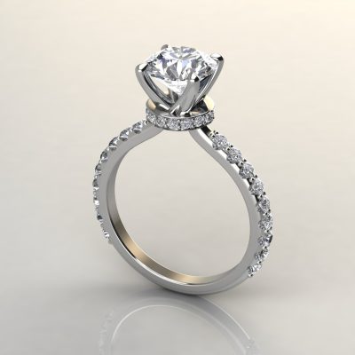1.75 Carat Four Prong Round Cut Hidden Halo Moissanite Engagement Ring
