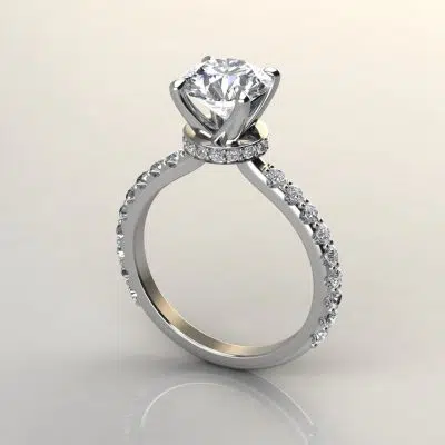 1.75 Carat Four Prong Round Cut Hidden Halo Moissanite Engagement Ring