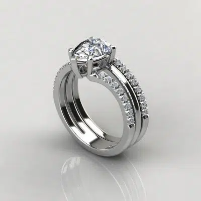 1.50 Carat Duet Shank Pear Cut Moissanite Bridal Set