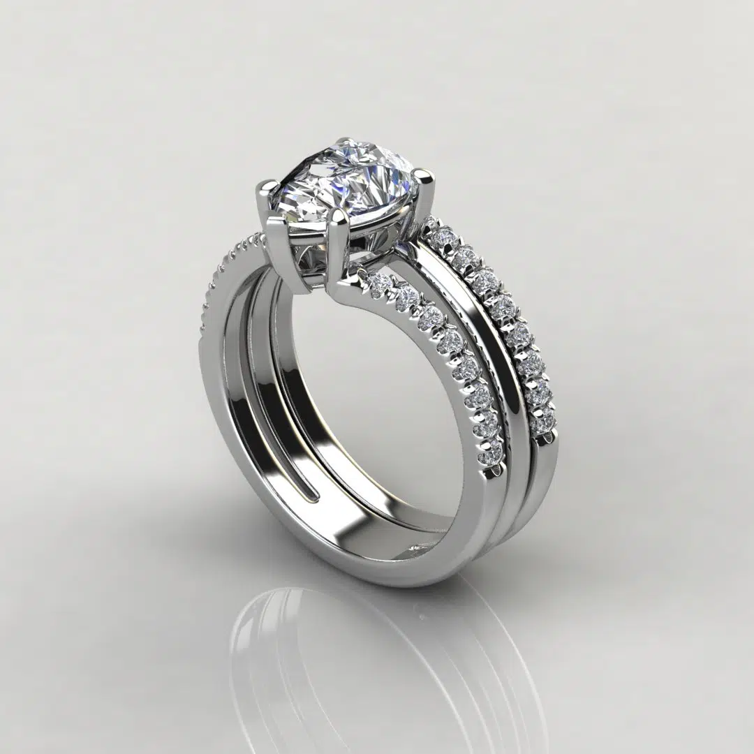 1.50 Carat Duet Shank Pear Cut Moissanite Bridal Set