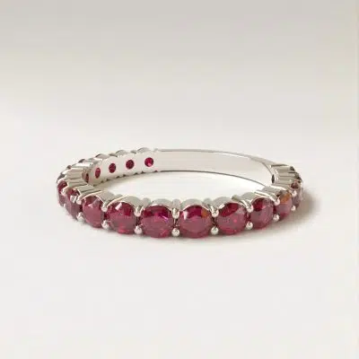 1.08Ct Round Cut Ruby Gemstones Wedding Band Ring
