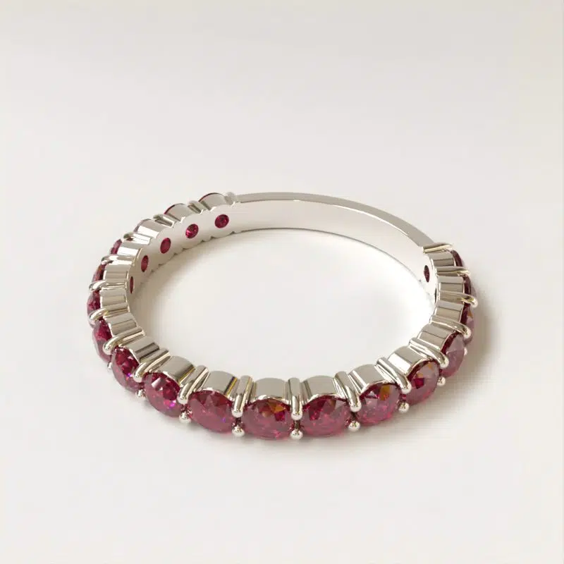 1.08Ct Round Cut Ruby Gemstones Wedding Band Ring