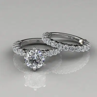 Shared Prong Halo Moissanite Bridal Set