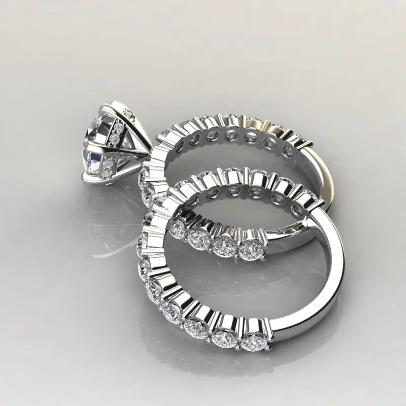 Shared Prong Halo Moissanite Bridal Set
