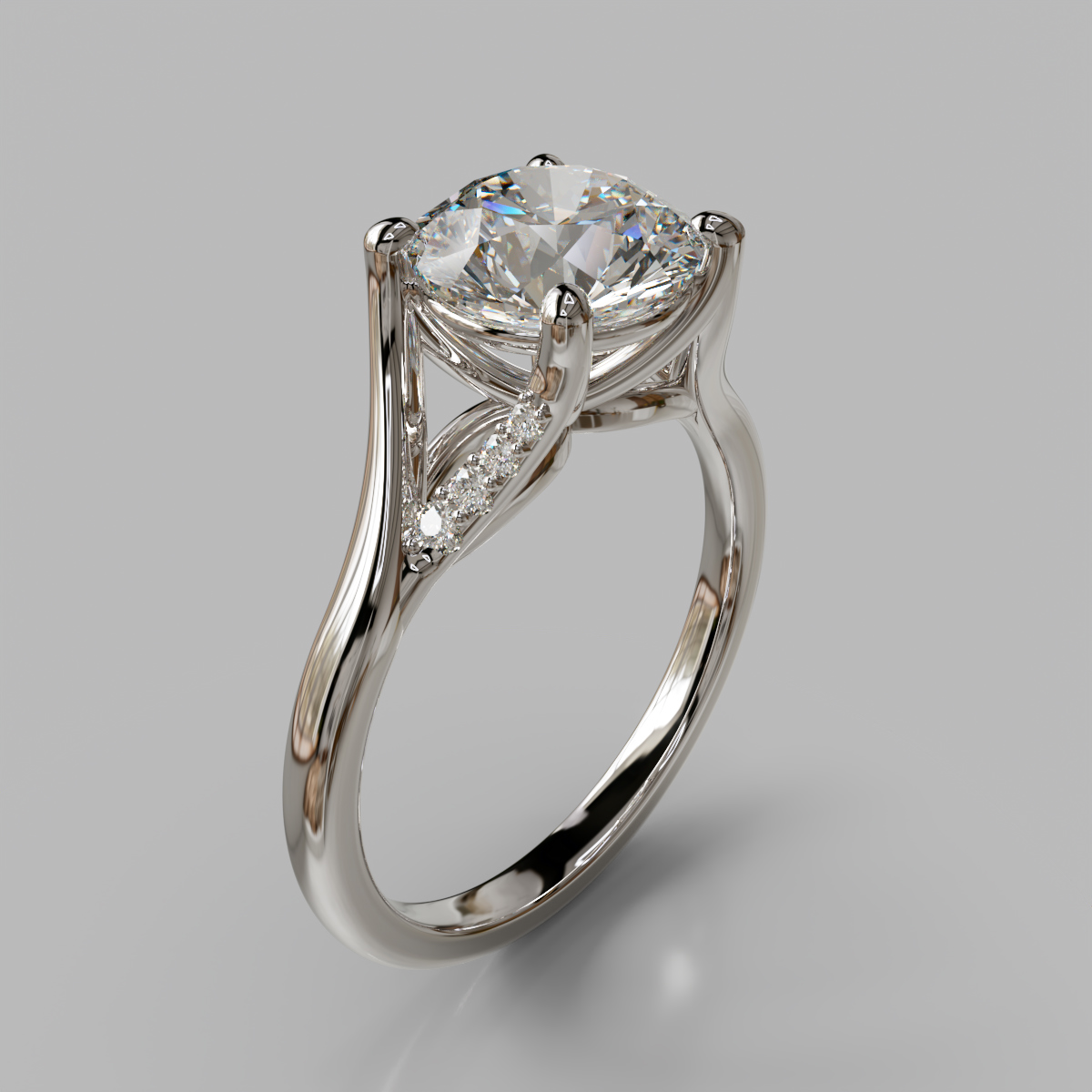 Split Shank Graduated Round Cut Moissanite Engagement Ring
