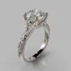 Vintage Inspired Round Cut Moissanite Engagement Ring