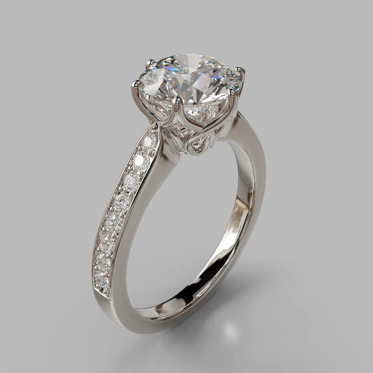 6 Prong Head Round Cut Moissanite Engagement Ring 6 Prong Head Round Cut Moissanite Engagement Ring