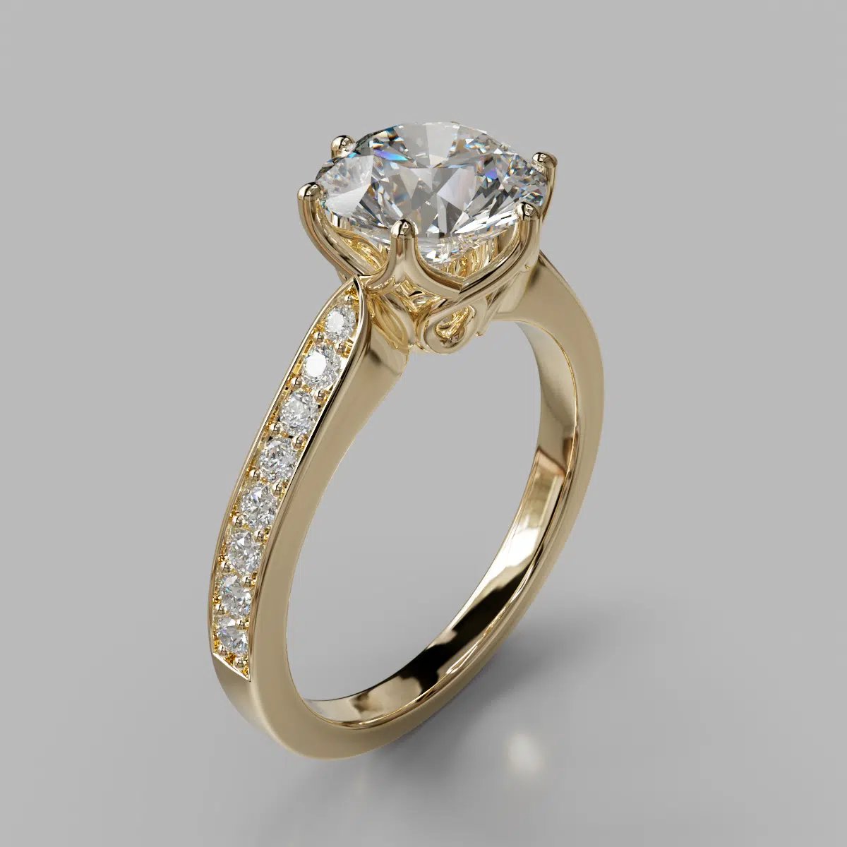 6 Prong Head Round Cut Moissanite Engagement Ring 6 Prong Head Round Cut Moissanite Engagement Ring