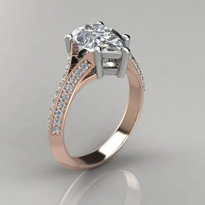 Knife Edge Shared Prong Pear Cut Moissanite Engagement Ring