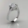 Knife Edge Shared Prong Pear Cut Moissanite Engagement Ring