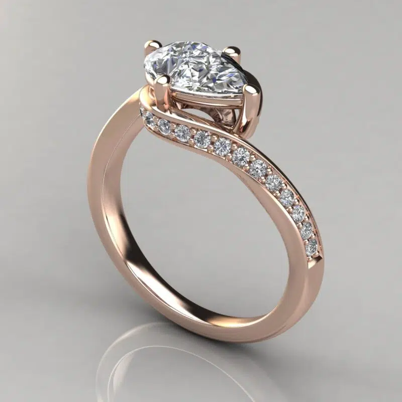 Twisted Shank Pear Cut Moissanite Engagement Ring