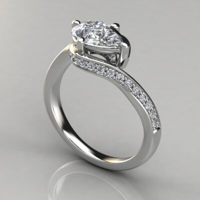 Twisted Shank Pear Cut Moissanite Engagement Ring