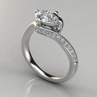 Twisted Shank Pear Cut Moissanite Engagement Ring