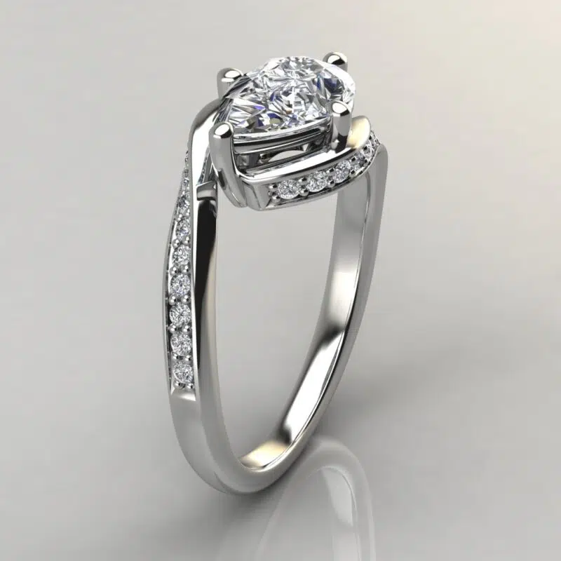 Twisted Shank Pear Cut Moissanite Engagement Ring