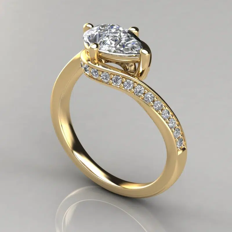 Twisted Shank Pear Cut Moissanite Engagement Ring