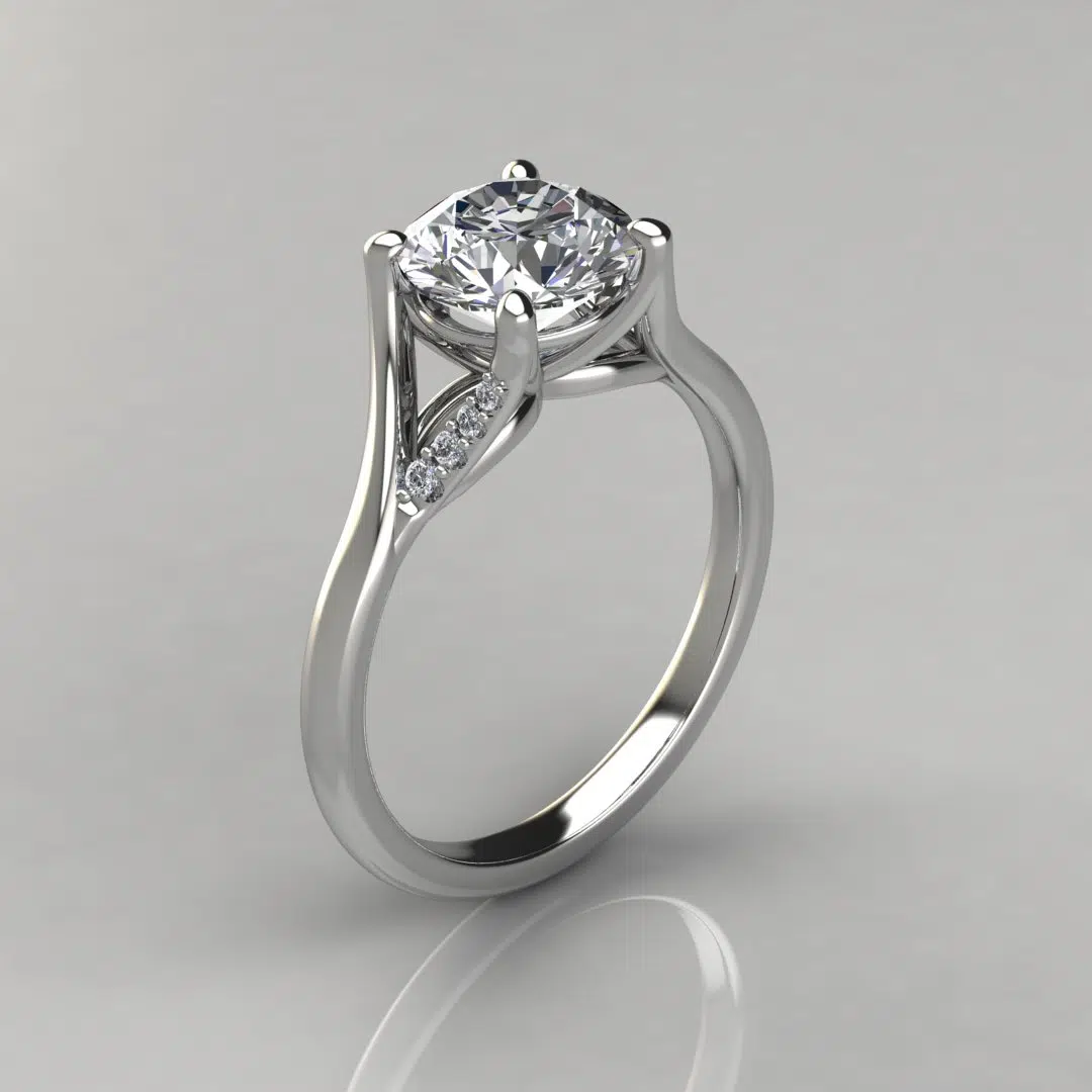 Split Shank Graduated Round Cut Moissanite Engagement Ring