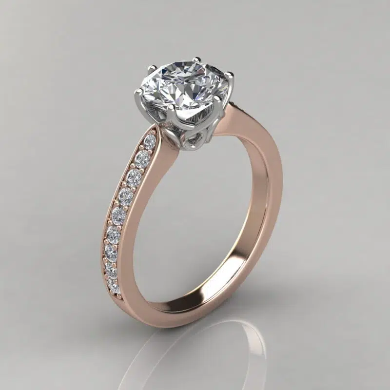 6 Prong Head Round Cut Moissanite Engagement Ring
