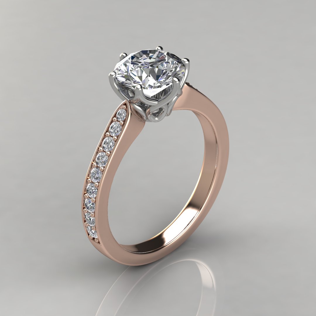 6 Prong Head Round Cut Moissanite Engagement Ring | Forever Moissanite