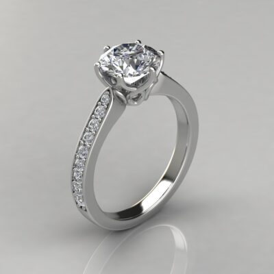 6 Prong Head Round Cut Moissanite Engagement Ring