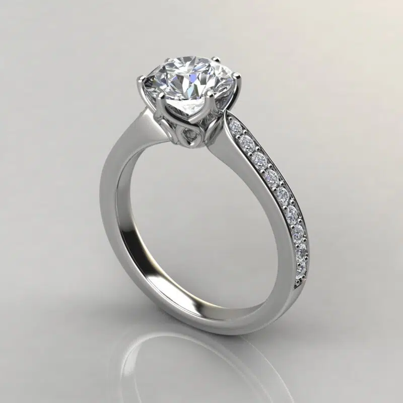 6 Prong Head Round Cut Moissanite Engagement Ring