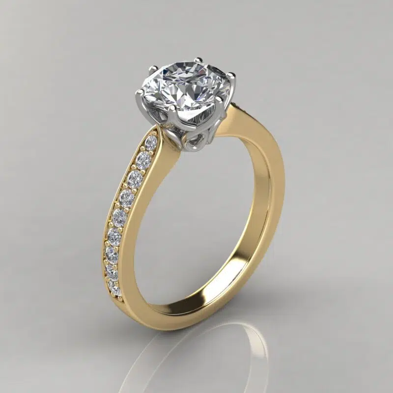 6 Prong Head Round Cut Moissanite Engagement Ring