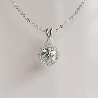 1.00 Carat Moissanite Halo Pendant