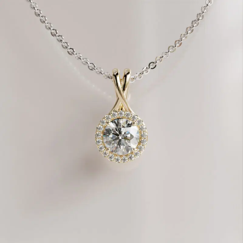 1.00 Carat Moissanite Halo Pendant
