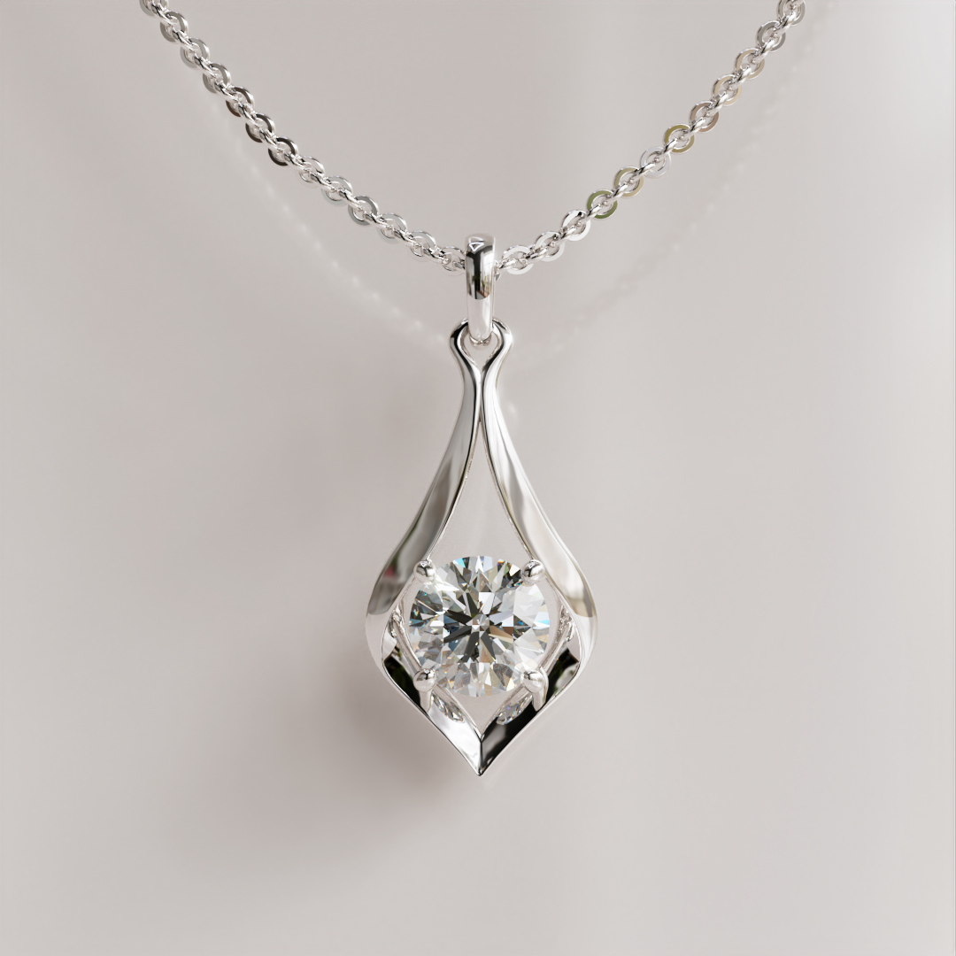 Moissanite Solitaire Pendant in an Elegant Teardrop Setting