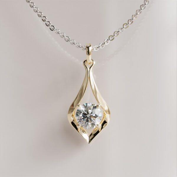 1 Carat Moissanite Teardrop Pendant Necklace